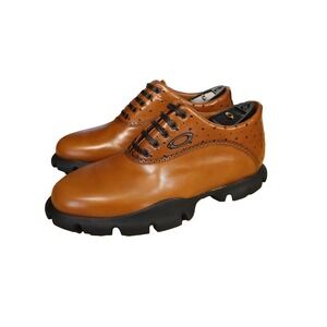 Vintage Oakley Tuxedo Golf Shoes Mens Size 7 W Brown Leather Made in Italy Cleat Oakley Tuxedo Men main image 2